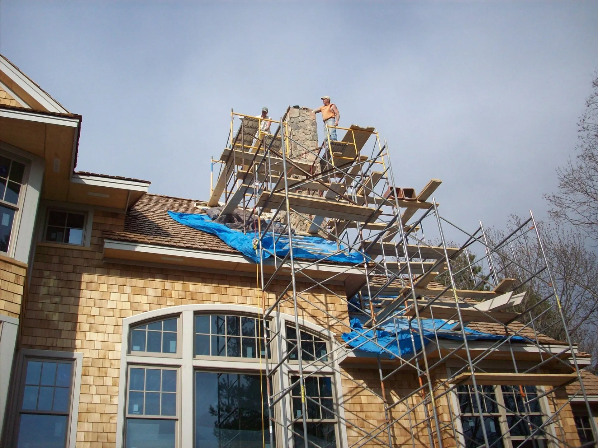 A roofing business at work in Farmington, Minnesota