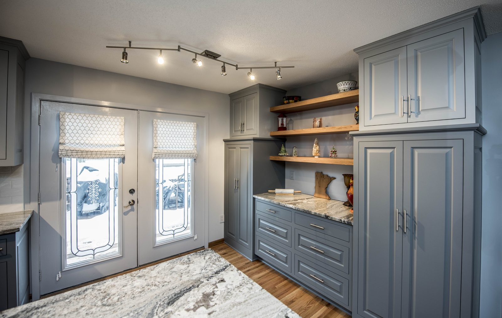 Kitchen remodel with blue-gray cabinets in Lakeville, MN