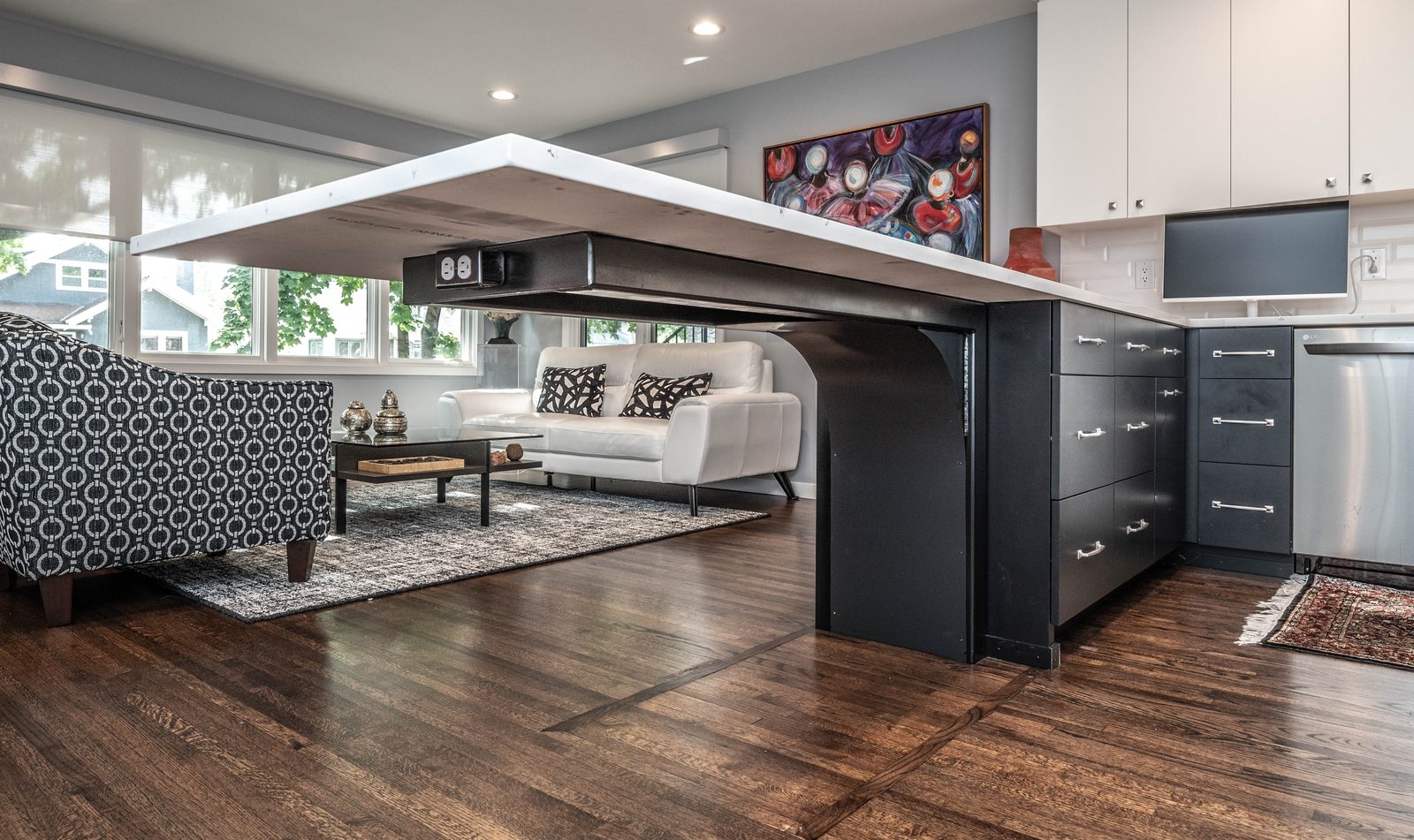 Open kitchen remodel with a large island in Bloomington, MN